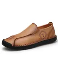 Mocassins de conduite en cuir marron de qualité supérieure cousus à la main pour homme - 39 / Marron Jaune