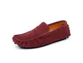 Men's casual suede loafers in wine red with comfortable slip-on design - 38 / Burgundy