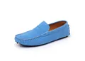 Men's casual blue suede loafers with slip-on design and rubber pebble sole - 38 / Sky Blue