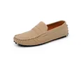Men's trendy slip-on loafers in classic tan suede finish for a stylish casual look - 38 / Khaki