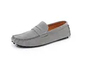Premium classic grey suede loafers for men with rubber pebble sole and slip-on design - 38 / Gray