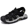 Sandales de randonnée respirantes noires pour hommes avec bout fermé et cordon élastique - 38 / Style Extérieur à Bout Fermé (90050) / Noir