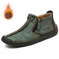 Vintage green men's Martin boots featuring side zipper and warm fur lining for winter - 38 / Plush Lined Style (9922) / Bag Packaging / Army Green