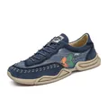 Baskets décontractées en denim bleu pour hommes avec coutures et semelle épaisse - 38 / Bleu