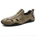 Scarpe casual in pelle traspirante e traforata per uomo in kaki per l'estate all'aperto - 38 / Kaki