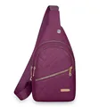 Bolso bandolera de nailon acolchado morado para mujer con elegantes detalles dorados - Púrpura