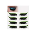Autocollants eye-liner et faux cils paillettes vertes pour un maquillage des yeux étincelant - 4 Paires / Vert Fluorescent