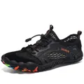 Men's breathable mesh wading shoes for outdoor water sports in black and orange color. - 38 / Gray
