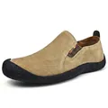 Mocassins décontractés pour hommes en kaki avec semelle en caoutchouc noir durable. - 38 / Kaki