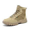 Durable khaki high-top tactical combat boots for men outdoor hiking and desert trekking - 38 / Khaki