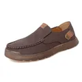 Classic brown slip-on casual shoes for men featuring durable hand-stitched seams and rubber sole - 38 / Deep Brown