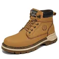 Yellow leather Martin boots for men featuring high-top design and durable rubber sole - 38 / Gold Yellow