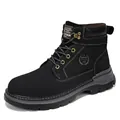 Durable men's black Martin boots made of premium top-grain leather for outdoor casual wear - 38 / Black