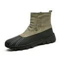 Men's olive green and black high-top winter snow boots with warm fleece lining - 38 / Regular Style (3021) / Khaki