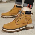 Classic yellow high-top Martin boots made of premium leather for men, size 38-46 - 38 / Golden Yellow (Fleece Lined)