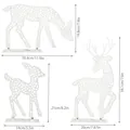 Dimension guide for three white metal deer ironwork Christmas tabletop ornaments. - Light Up Bow Deer Set of 3