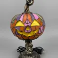 Lampada da tavolo zucca di Halloween in resina stile vetro colorato con base in metallo - Lampada a Zucca Contorta