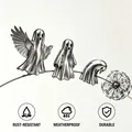 Silver ghost-style metal garden stake decorations for Halloween decor - Halloween Ghost Garden Stake