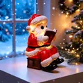 Luce notturna Babbo Natale che legge libro con bagliore caldo, scena natalizia interna. - Taglia L