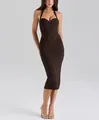 Robe midi bandage licou marron élégante avec design dos nu pour soirées - Café