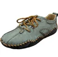 Teal blue men's suede casual shoes with brown lace-up design and heavy stitched detailing - 38 / Green
