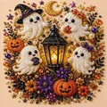 Halloween-Geist-DIY-Perlenmalerei-Set mit süßen Geistern und funkelnder Kürbiskunst - Gespenst Stil B