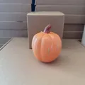 Orange glass pumpkin figurine with gold glitter stripes for Halloween table decor - L / Orange