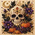Aufwendiges Totenkopf und Kürbis DIY Perlenkunst Set für Halloween Heimdekoration - Design D Totenkopf