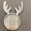 Festive reindeer-shaped wooden Christmas tray featuring a natural wood grain finish - Elk
