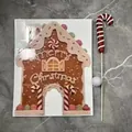 Festive Christmas gingerbread house golf game set featuring a candy cane club and golf ball - Flat Style / 1 Ball