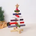 Albero di Natale rotante in legno decorazione da tavolo con blocchi colorati - Ornamento Albero in Listelli / Taglia S
