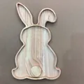 Minimalist rabbit shaped wooden serving tray for Easter snacks and home decor - Bunny