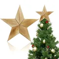 Handgefertigte rustikale Holzstern-Christbaumspitze mit eleganter natürlicher Holzmaserung - 3D Fünfzackiger Stern (Stil 7)
