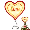 Herzförmige beleuchtete Weihnachtsbaumspitze mit 'Love'-Schriftzug und Federbasis - Leuchtende Herzform (Stil 14)
