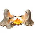 Cute resin ghost night light featuring two ghosts and a dog around a campfire for Halloween. - Ghost Roasting Marshmallow