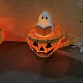 Lámpara cálida de baño de burbujas fantasma en taza de calabaza para decoración - Estilo Sin Boca / Pequeño (10.5x8x10.5cm)