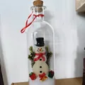 Christmas snowman and gift decoration inside a clear glass bottle with cork stopper - Christmas Tree Message in a Bottle - Snowman / 9*8*23, around 180g