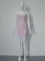 Élégante robe bandage rose clair sans bretelles pour soirée et club tendances - Rose