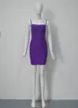 Mini-robe bandage violette moulante sans manches avec fines bretelles pour les fêtes. - Violet Foncé