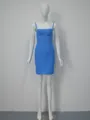 Robe bandage bleue sexy moulante à bretelles spaghetti et dos nu pour soirées - Bleu ciel