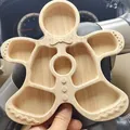 Handcrafted wooden gingerbread man divided tray for Christmas holiday party serving. - Gingerbread Man