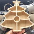 Wooden Christmas tree shaped divided tray for holiday serving and decor - Christmas Tree