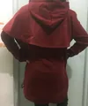 Back view of a burgundy long-sleeve hooded sweatshirt for women, hood detail. - S / Tops / Burgundy