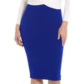 Detailed view of royal blue high waist pencil skirt, professional bodycon office style - S / Bottoms / Sapphire Blue