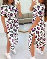 Trendy white leopard print midi dress featuring a tie waist and stylish side slit detail - S / Dresses / White Black Floral Pattern
