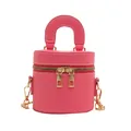 Petit sac seau rose style coréen avec double fermeture éclair et chaîne dorée - Rose rosé