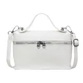 Minimalistische weiße Umhängetasche aus Kunstleder mit Herz-Reißverschlussgriff - Kleine quadratische Handtasche und Umhängetasche mit Herz-Reißverschluss (彩虹3351) / Gebrochenes Weiß