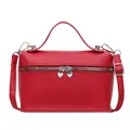 Rode kleine vierkante tas met hartvormige ritsen en zilverkleurige accenten - Kleine vierkante handtas en crossbodytas met hartvormige rits (彩虹3351) / Rood