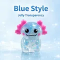Jouet squishy axolotl bleu pailleté avec texture gelée translucide pour déstresser - Bleu