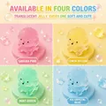 Translucent poodle squishy toys for stress relief shown in four soft vibrant colors - Dog Style / Pink